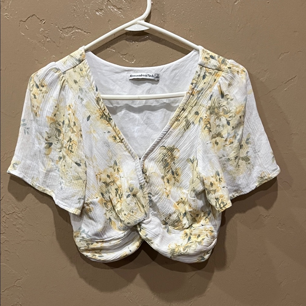 Abercrombie & Fitch White and Yellow Floral Blouse